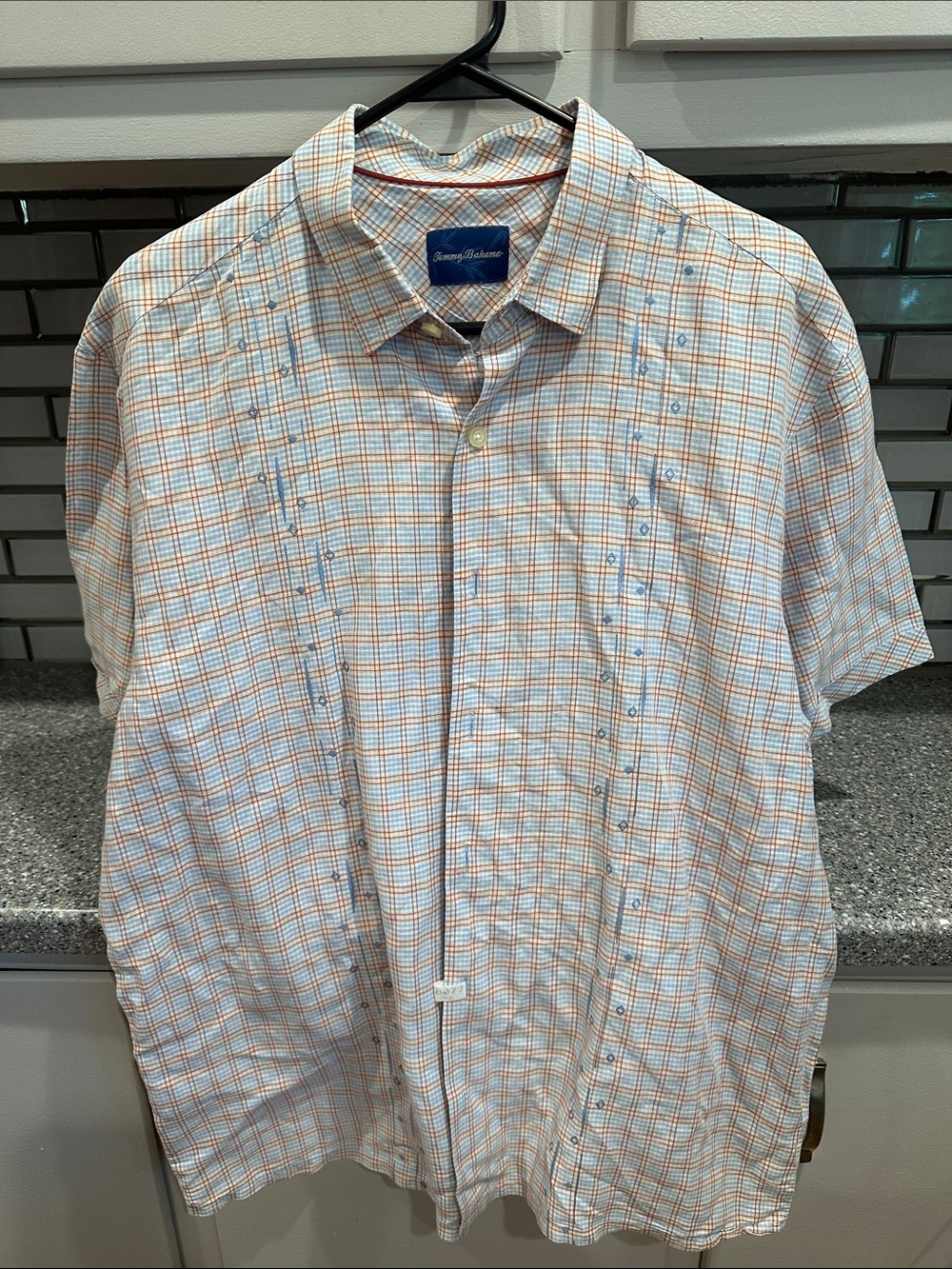 Tommy Bahama Short-Sleeve Plaid Button-Down Shirt - White & Orange